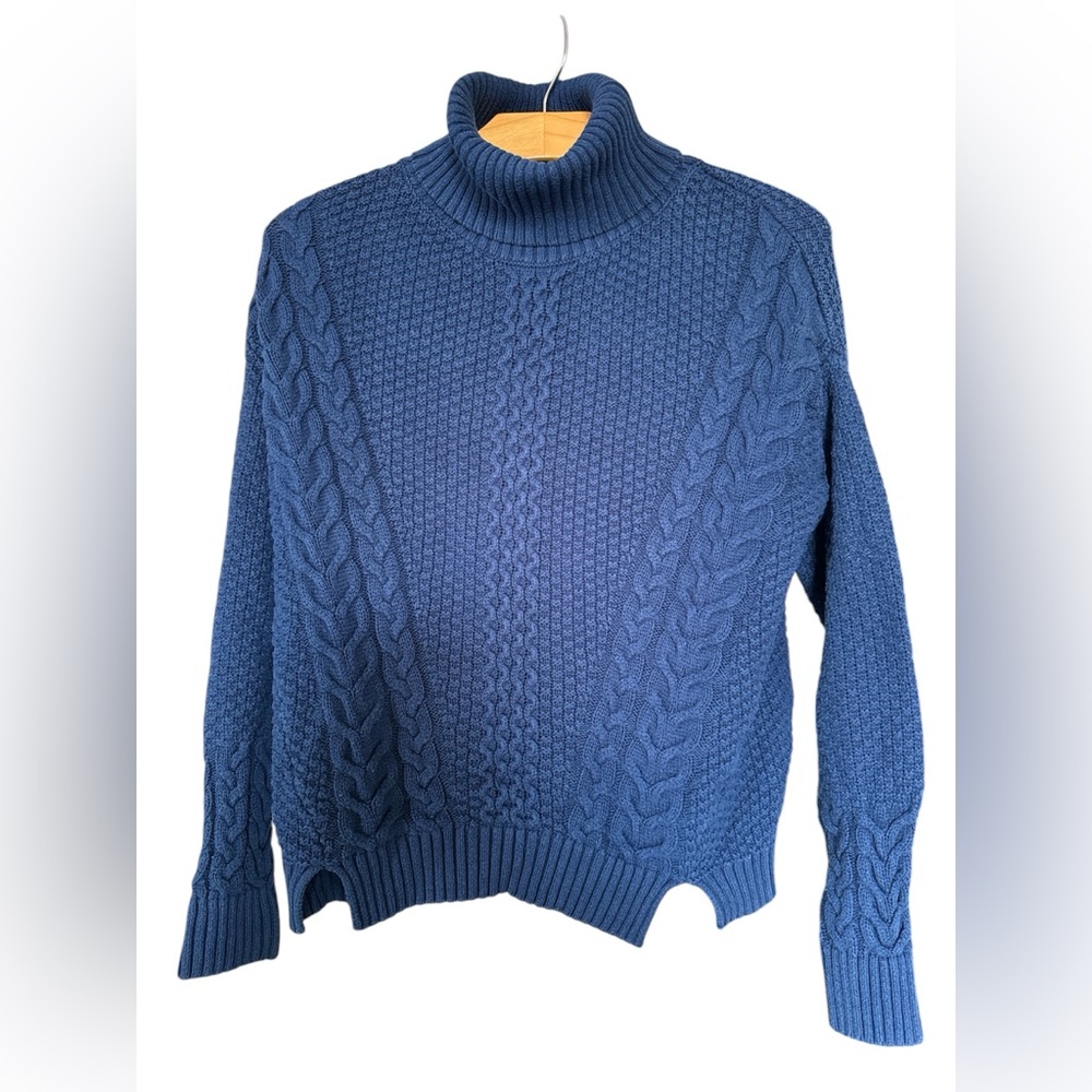 Hayes Navy Blue Turtleneck Cable Knit Sweater Size Small